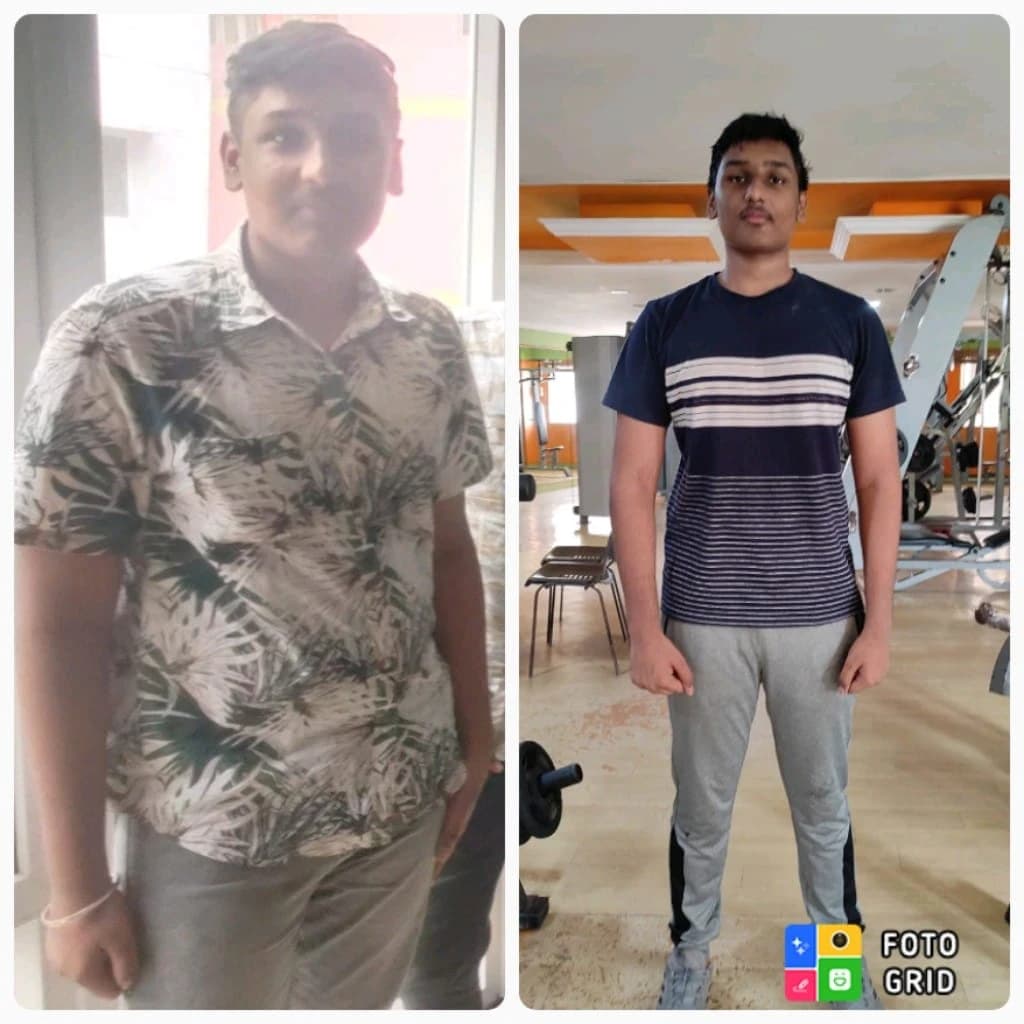 Weight loss transformation of a young man at Galaxy Fitness Mart